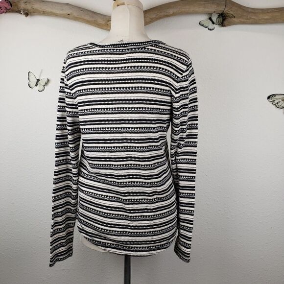 Lucky brand striped Henley black and off white - Picture 6 of 8